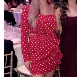 One shoulder mini dress.